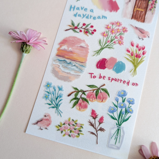 Planche de 18 Stickers Japonais Doux Rêves