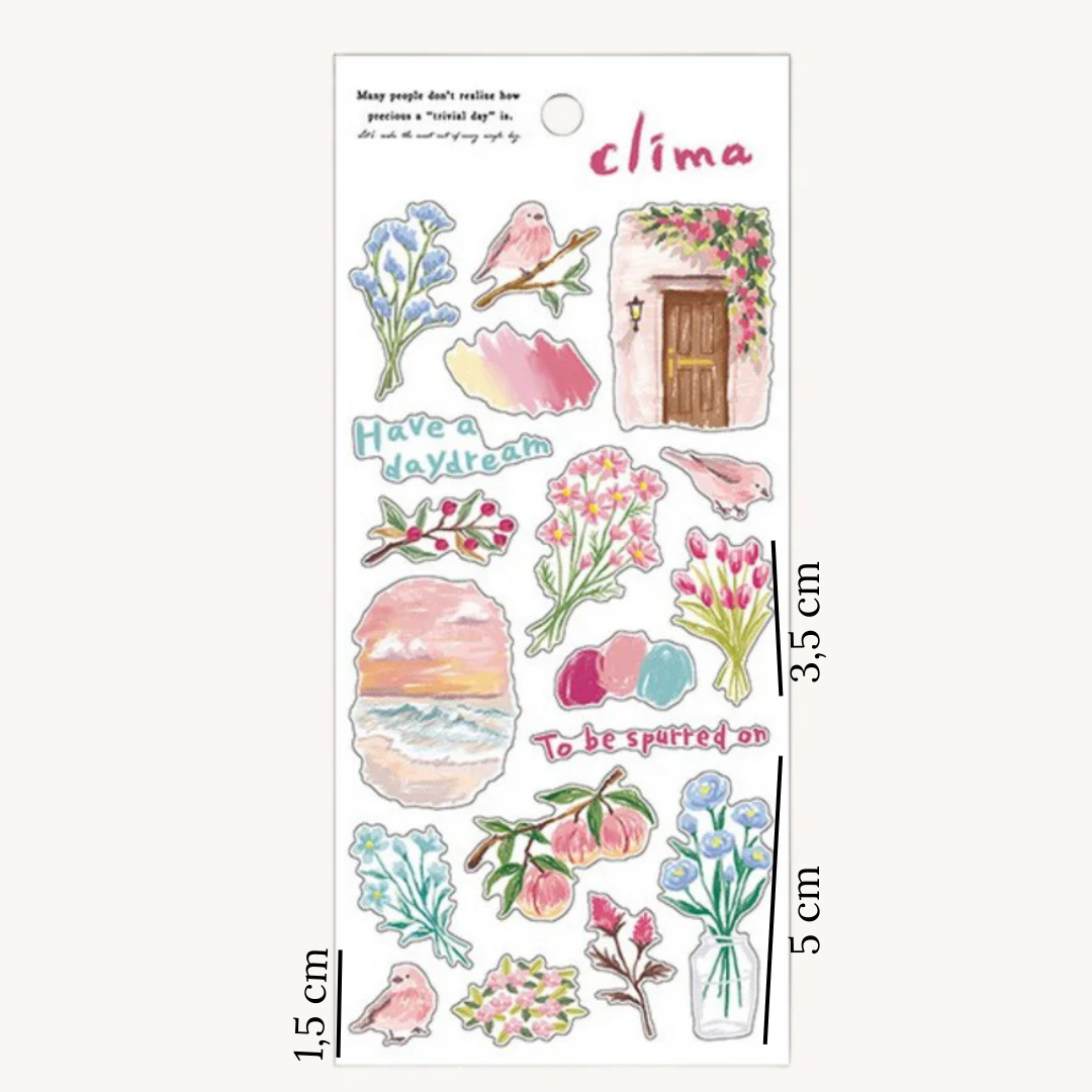 Planche de 18 Stickers Japonais Doux Rêves