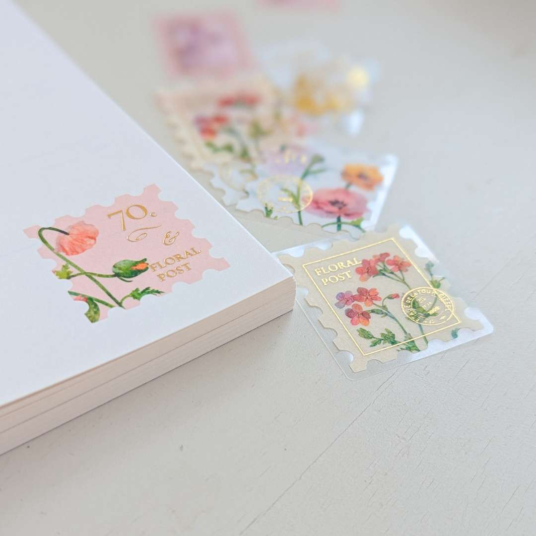 Stickers Timbres Fleurs Rouges – BGM