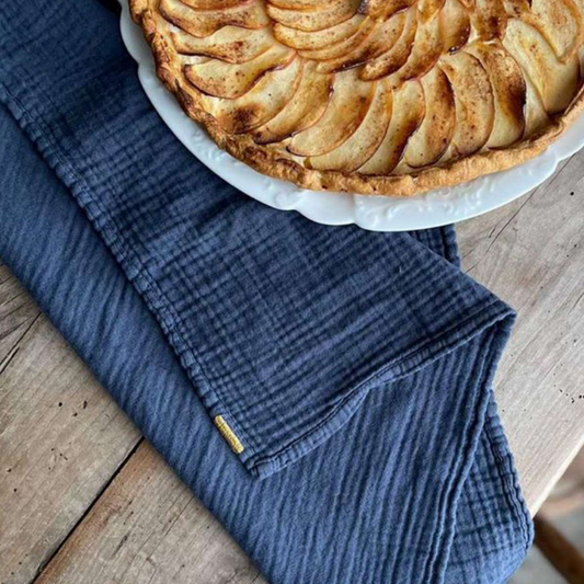 Torchon De Cuisine En Double Gaze De Coton Bleu Orage