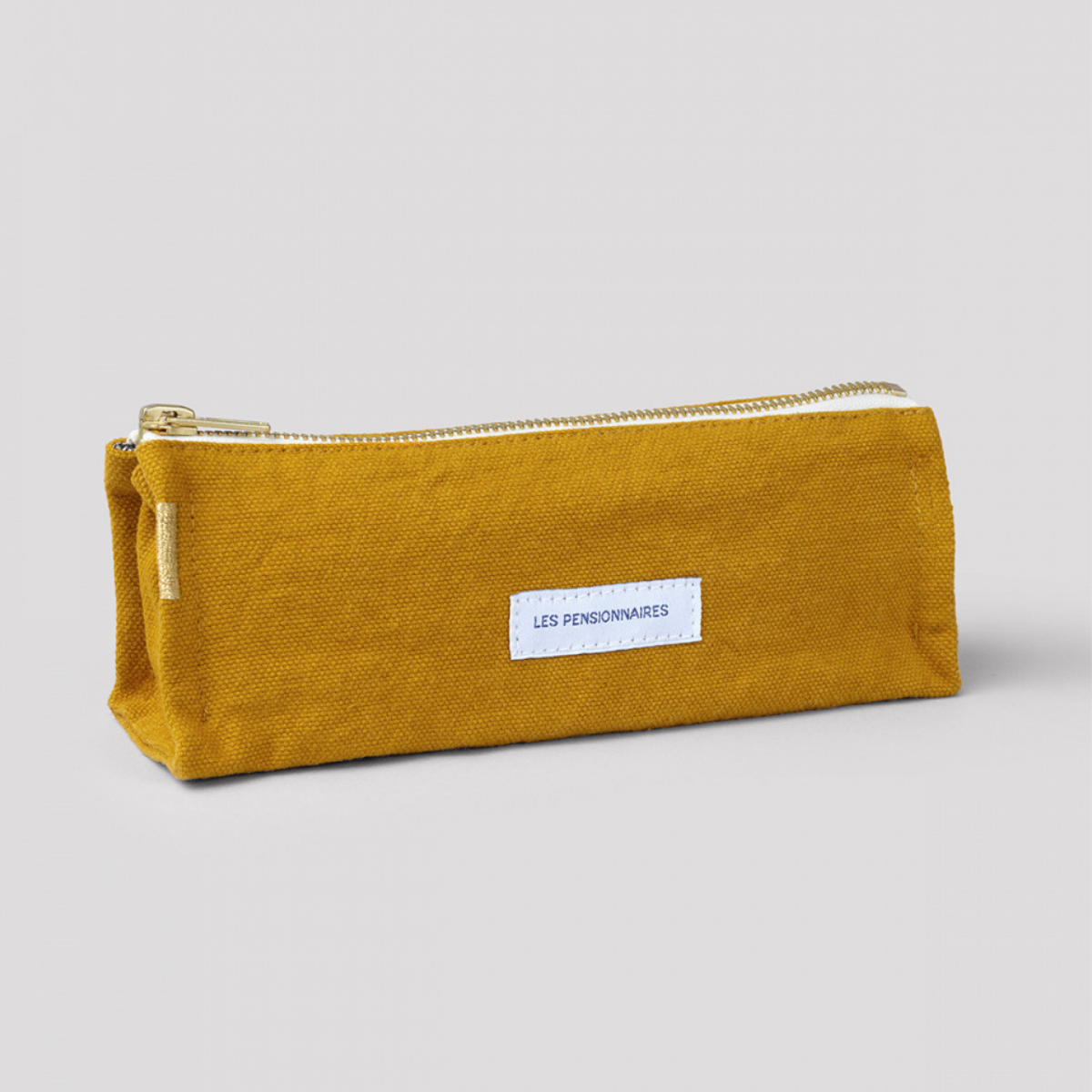 Trousse à crayons en toile de coton bio Jaune Safran Les pensionnaires.