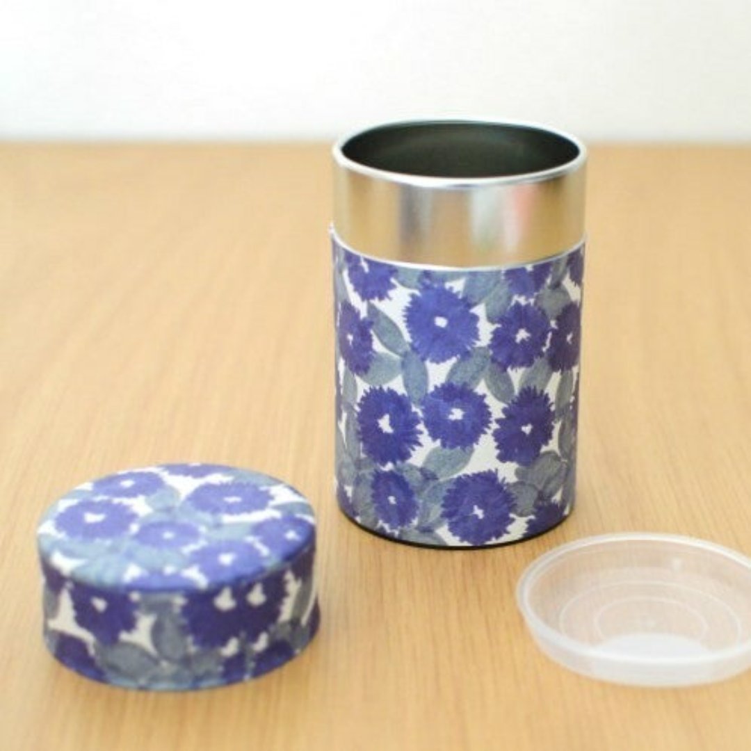 Boîte à Thé Japonaise en Papier Washi Fleurs Bleues
