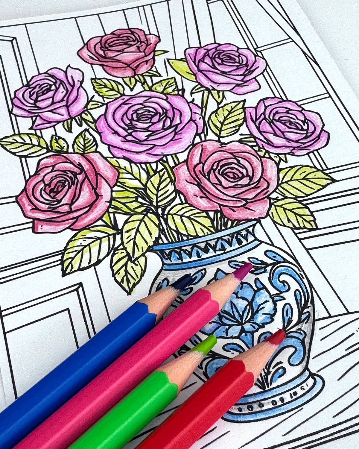 Ensemble de cartes postales à colorier Fleurs