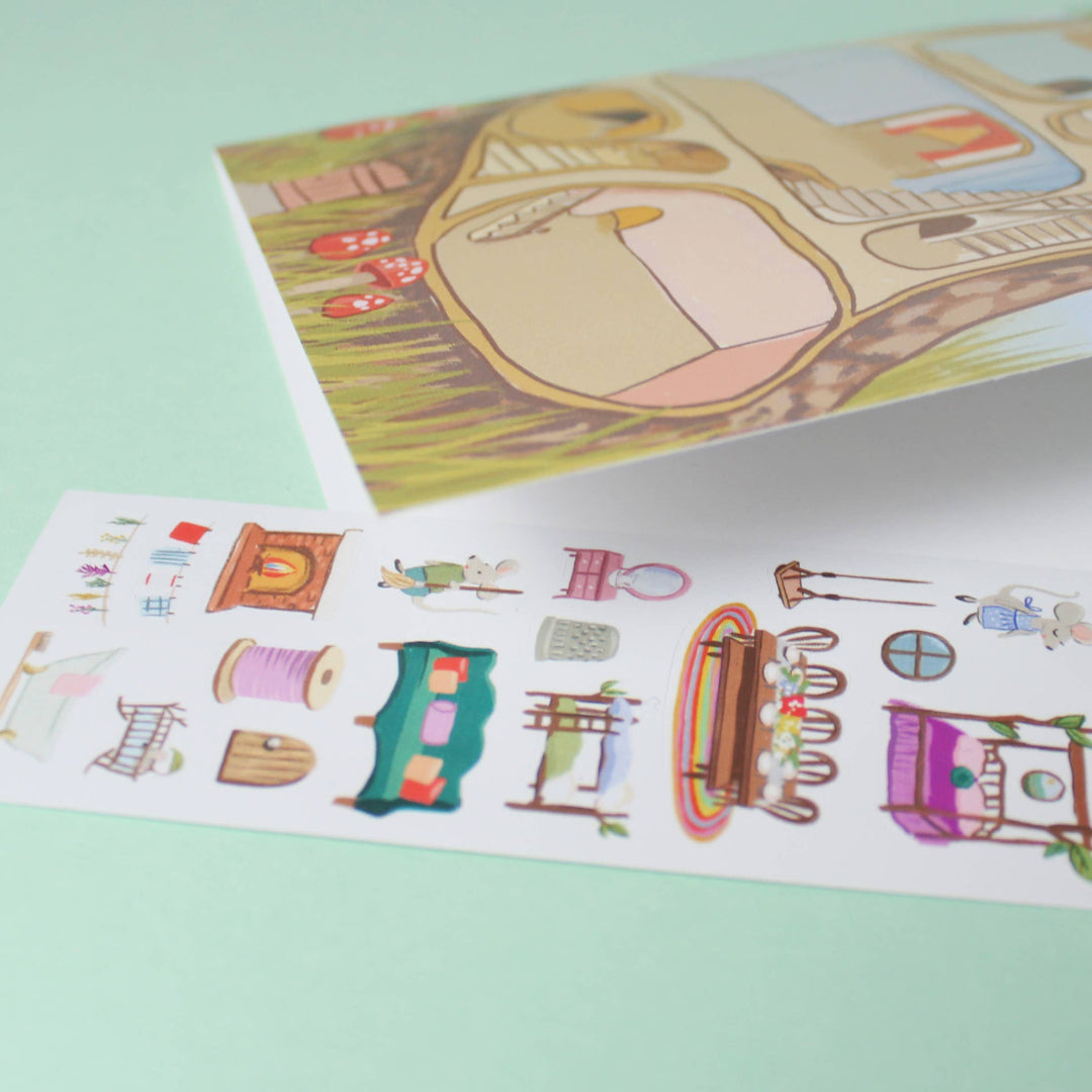 Carte Stickers à Coller Maison de Souris - Inklings Paperie