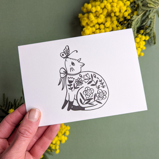 Carte Butterfly and Cat - Flora Waycott