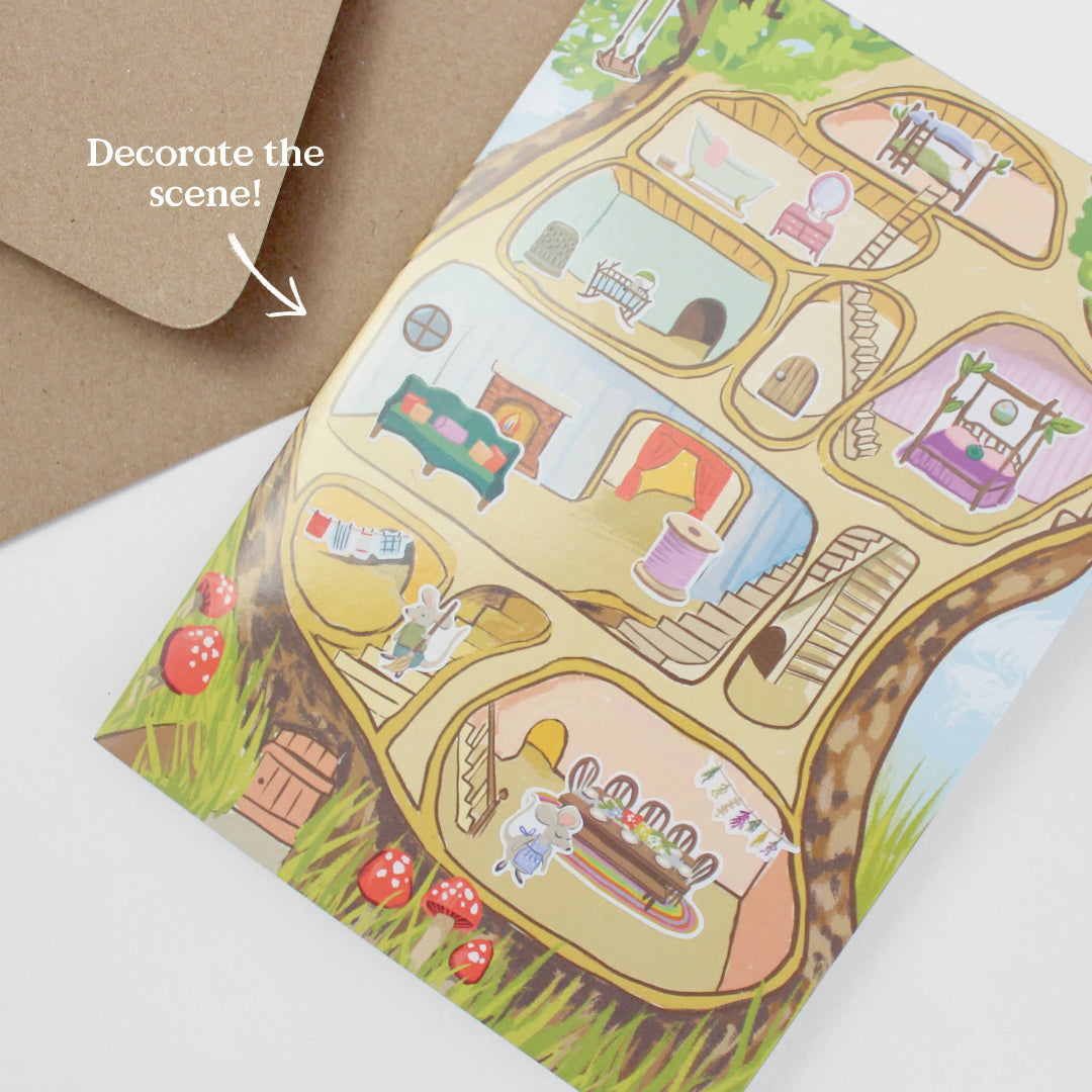 Carte Stickers à Coller Maison de Souris - Inklings Paperie