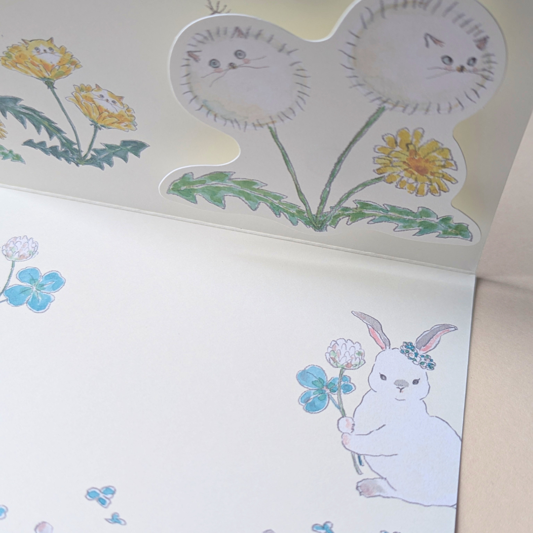Carte Pop-Up Chat et Lapin au Printemps Tocoro Comugi