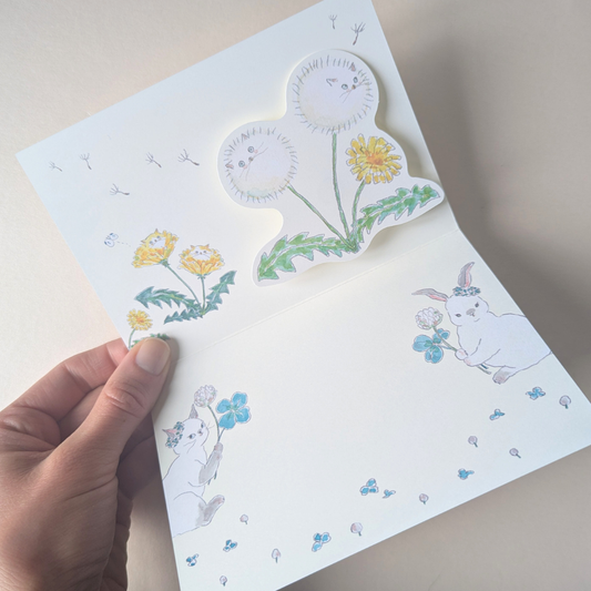 Carte Pop-Up Chat et Lapin au Printemps Tocoro Comugi