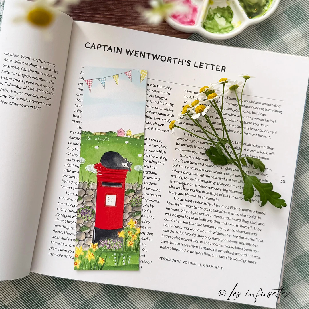 Marque Page Cabine littéraire au printemps - Les infusettes