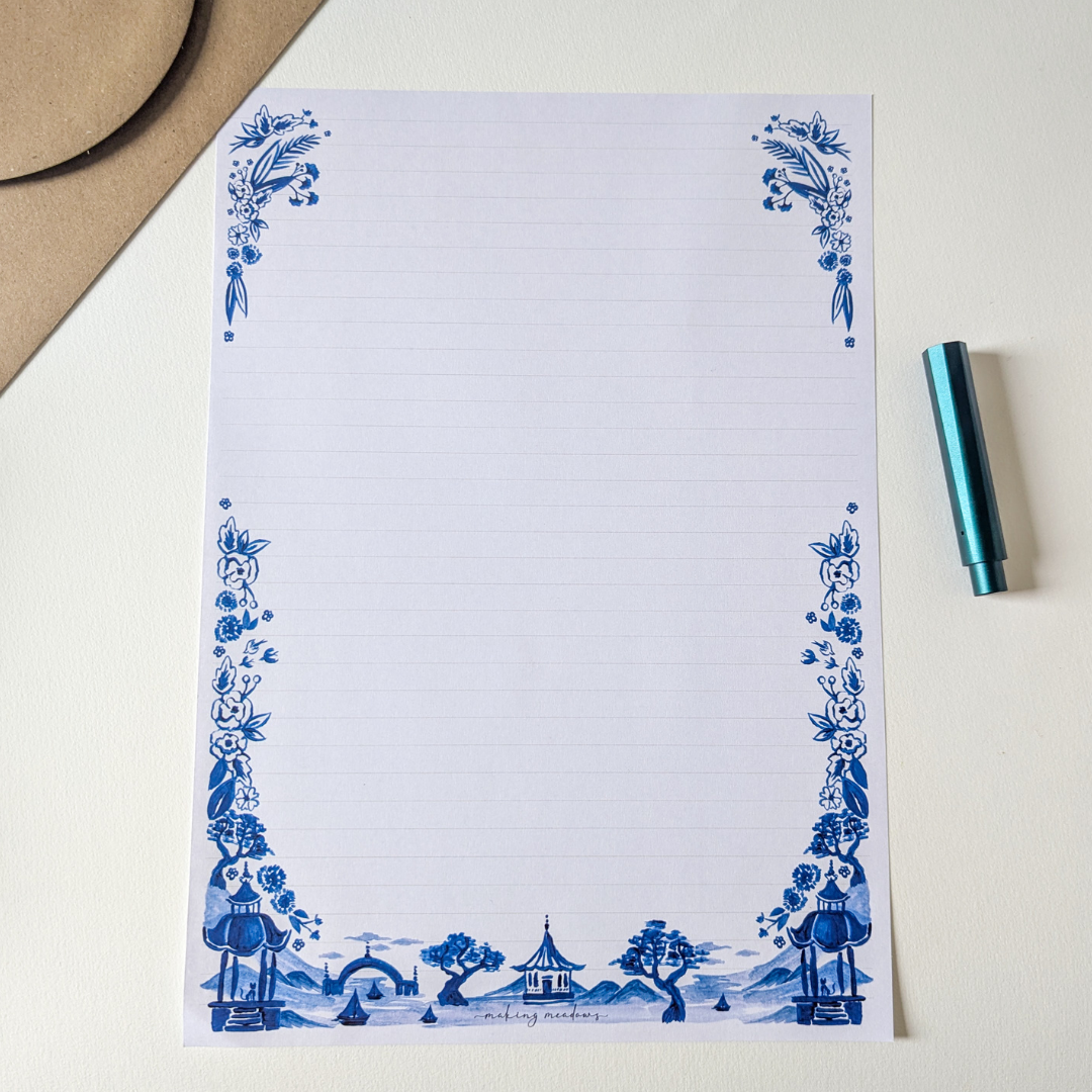 Ensemble de 20 Feuilles A4 et 10 Enveloppes - Un songe en Asie