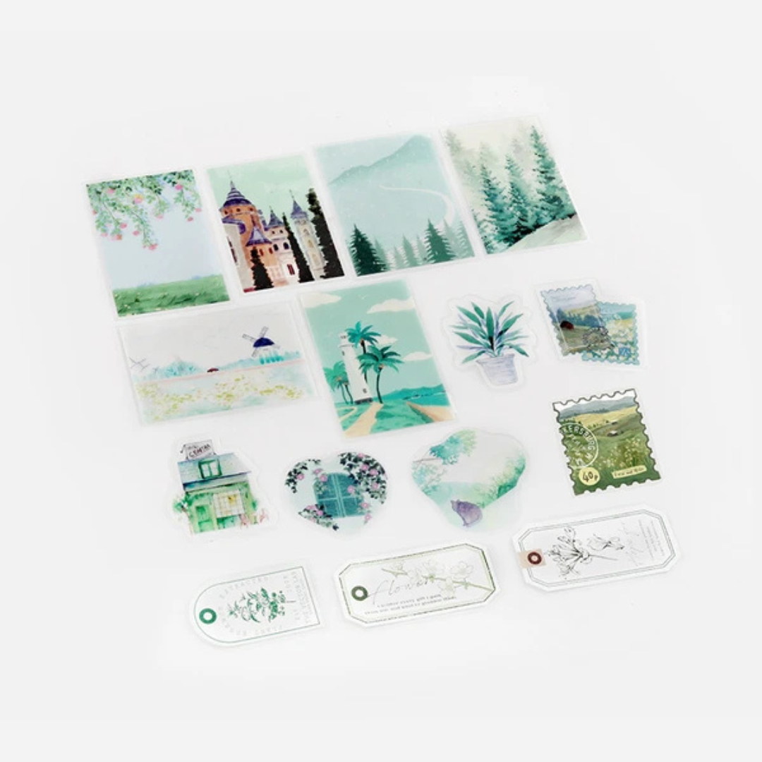 Pochette 45 Stickers Escapade en Vert