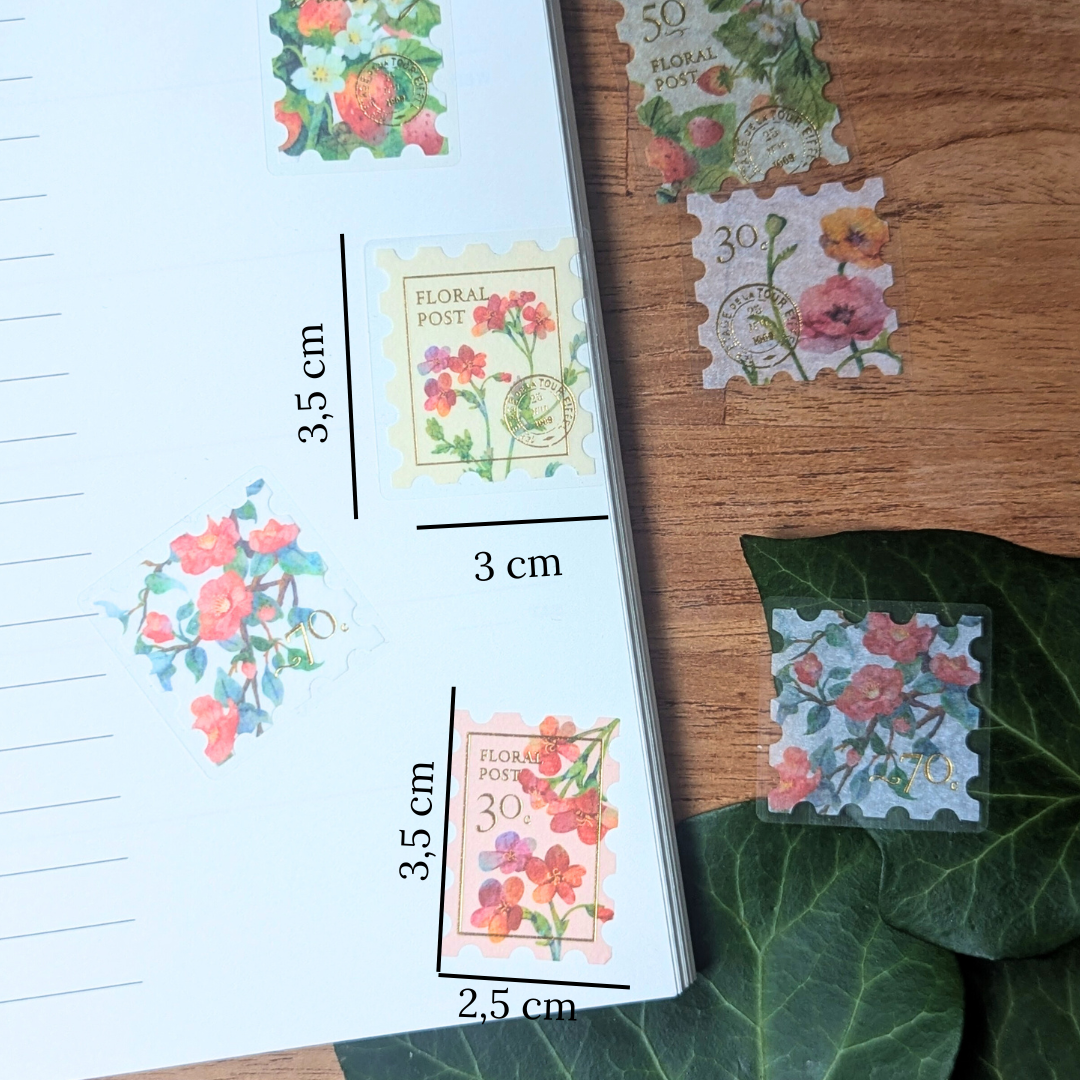 Stickers Timbres Fleurs Rouges – BGM