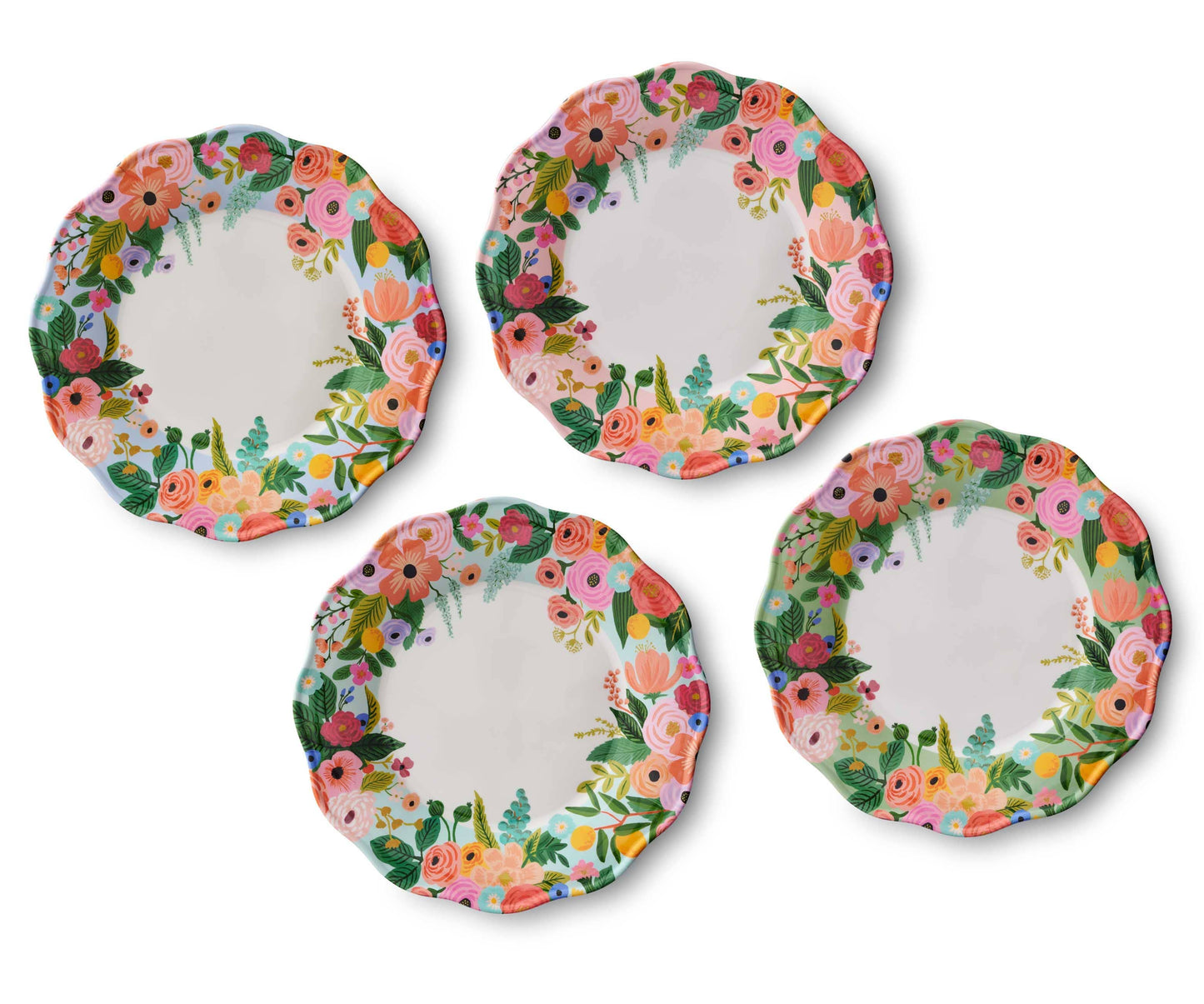 4 Grandes Assiettes en mélamine Jardin fleuri Rifle Paper Co