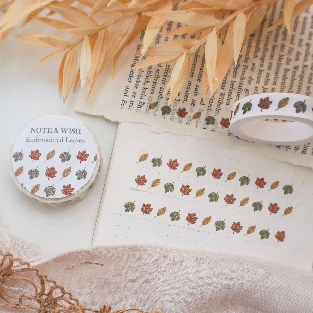 Masking Tape Feuilles Brodées Note & Wish