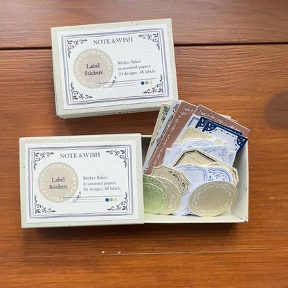 48 Petites Étiquettes Autocollants Note & Wish