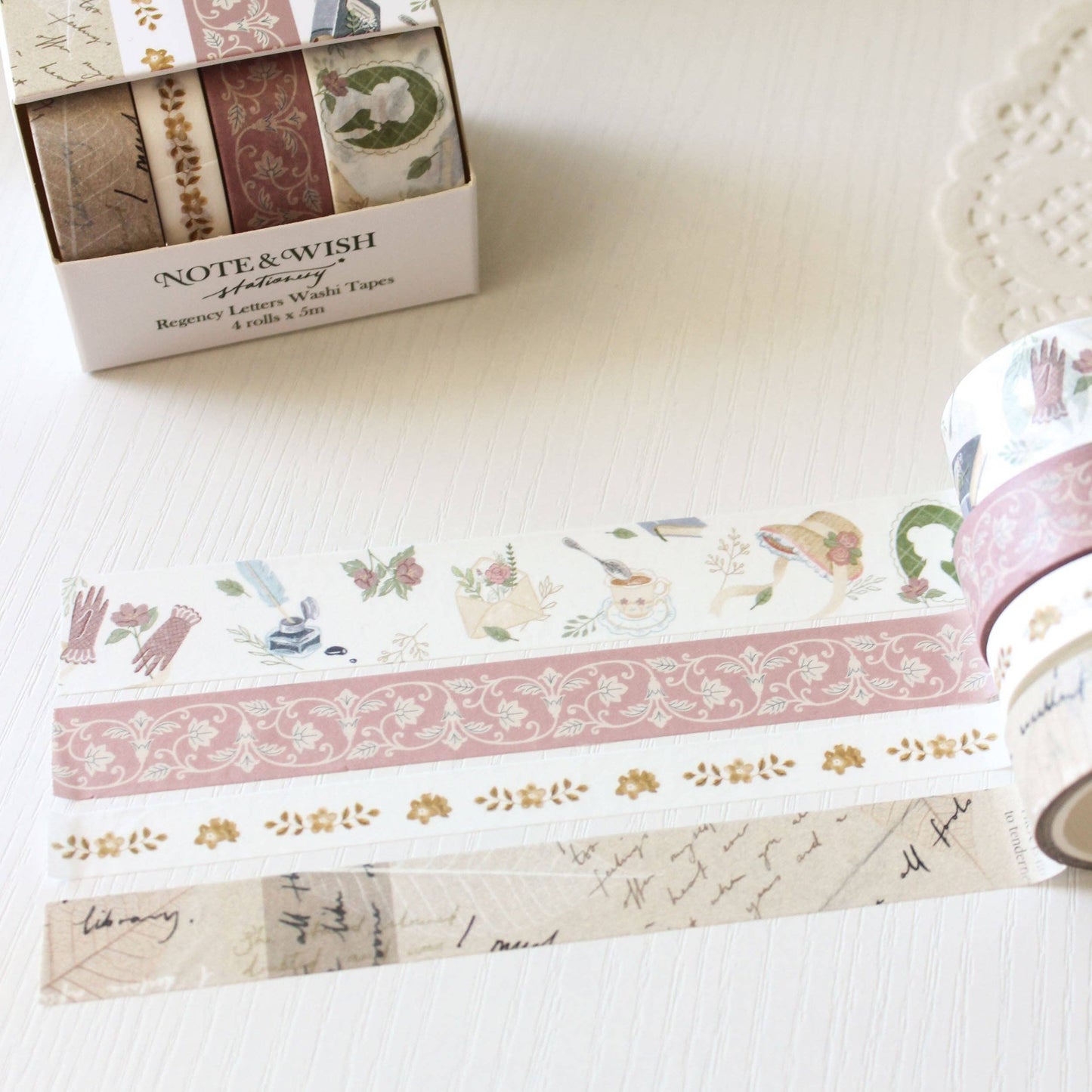 Lot de 4 Masking Tapes Littérature Note & Wish