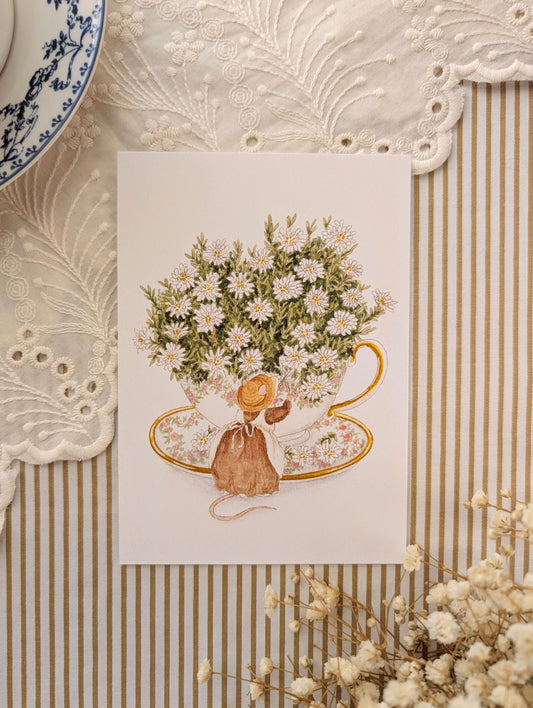 Carte Tasse de Thé Fleurie Cosy Del Cottage