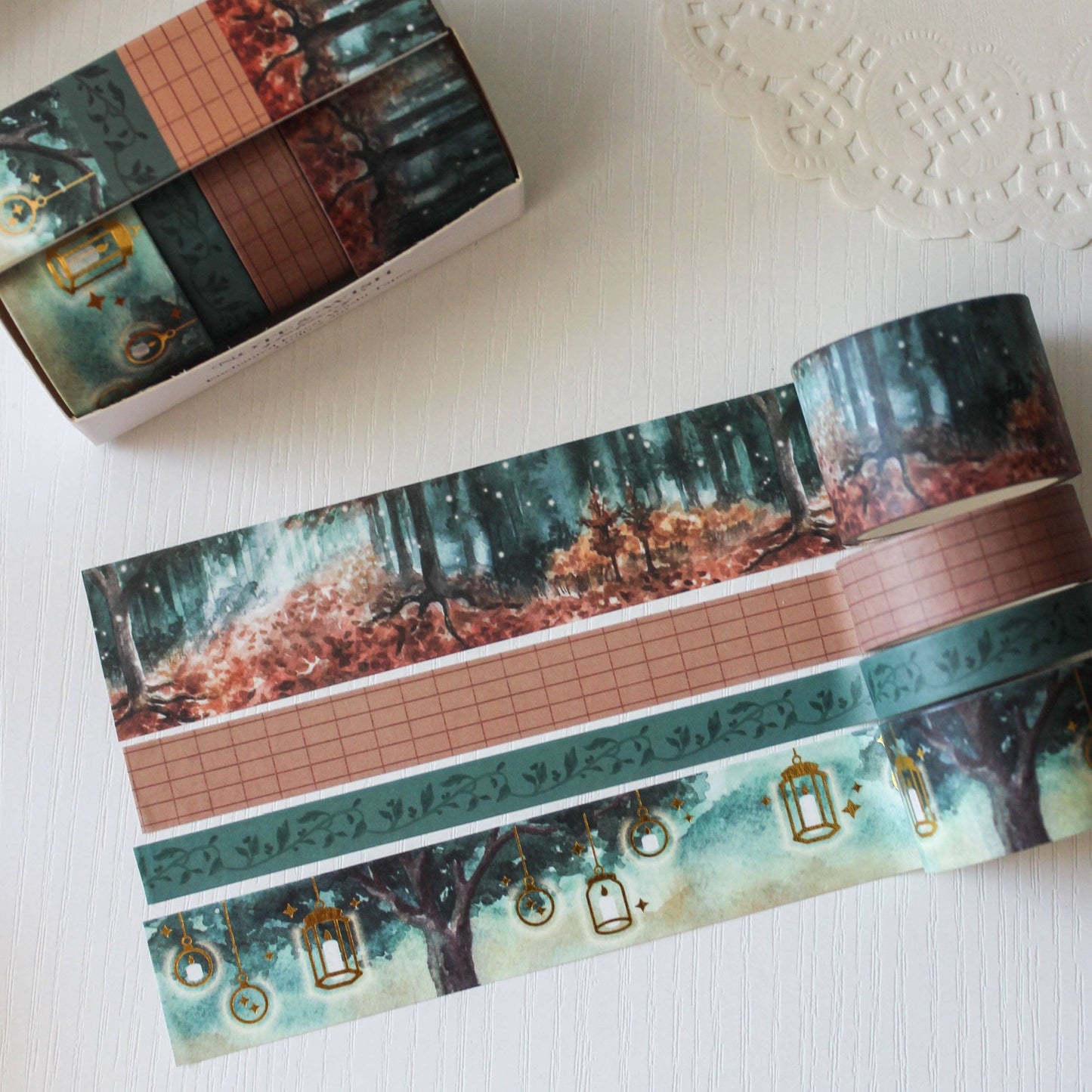 Lot de 4 Masking Tapes Forêt enchantée Note & Wish