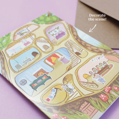 Carte Stickers à Coller Maison de Souris - Inklings Paperie