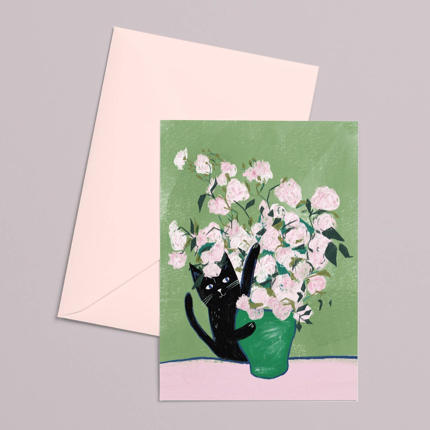 Carte Chat Bouquet de Roses Niaski