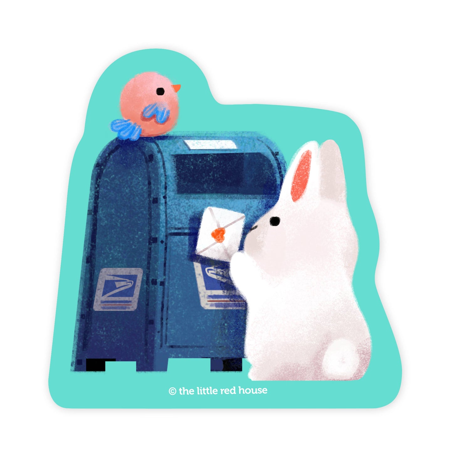 Autocollant vinyle White Bunny Mail The - Little Red House