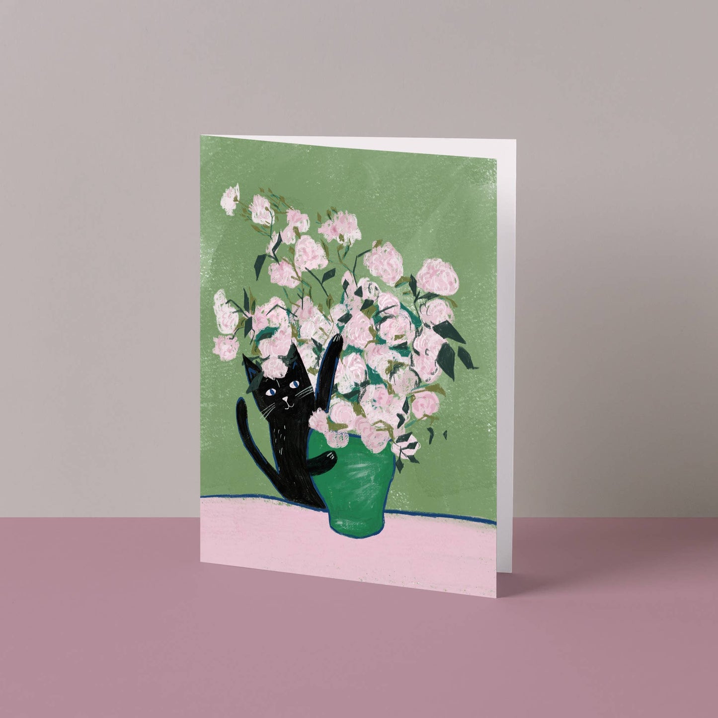 Carte Chat Bouquet de Roses Niaski