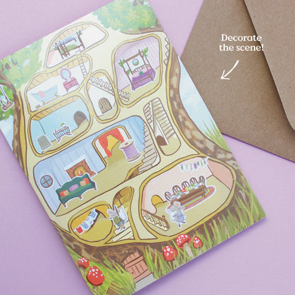 Carte Stickers à Coller Maison de Souris - Inklings Paperie