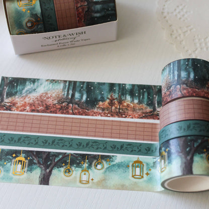 Lot de 4 Masking Tapes Forêt enchantée Note & Wish