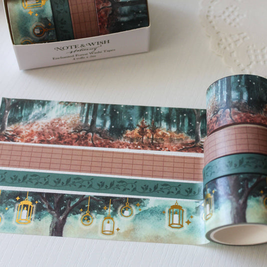 Lot de 4 Masking Tapes Forêt enchantée Note & Wish