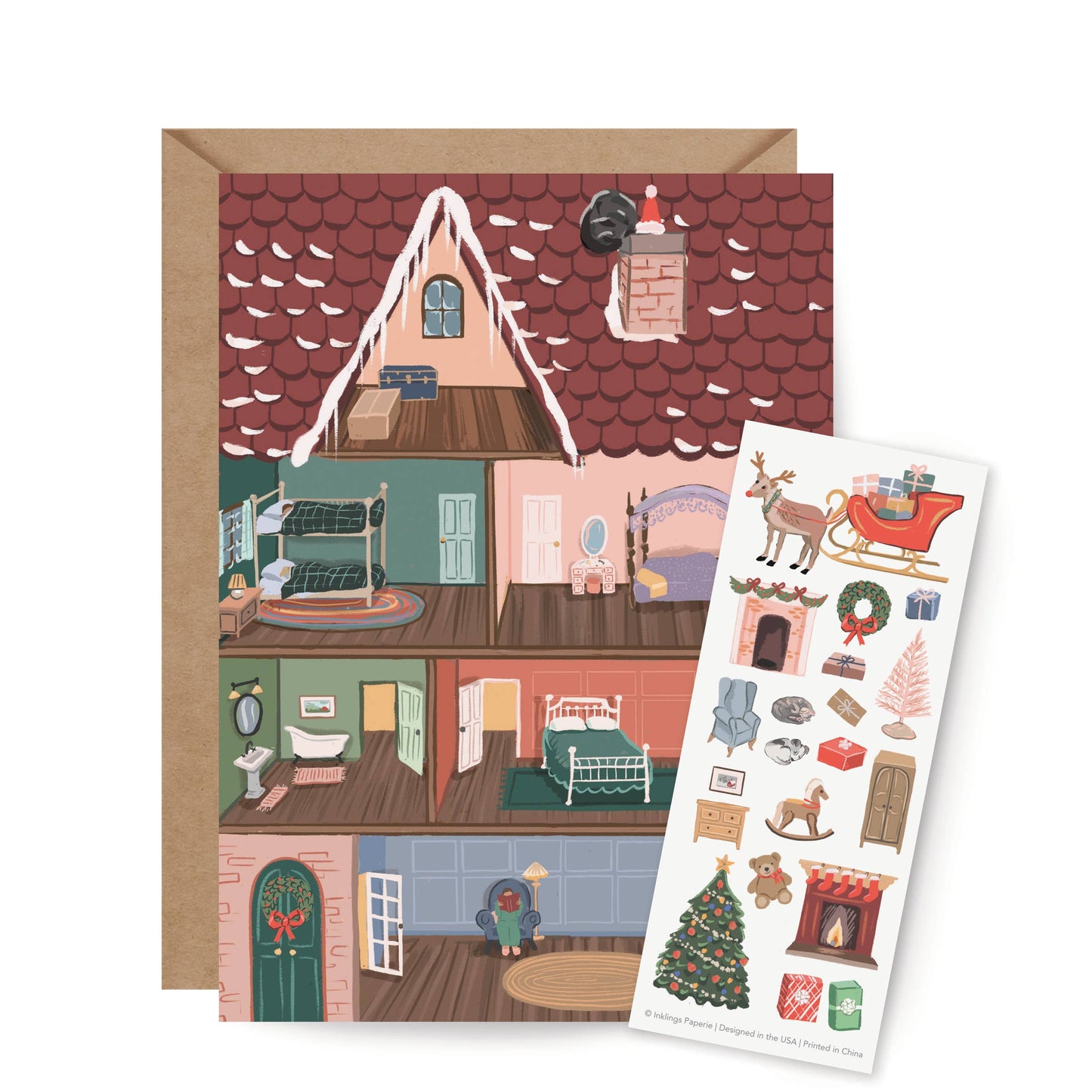 Carte de Noël Maison à Décorer - Inklings Paperie