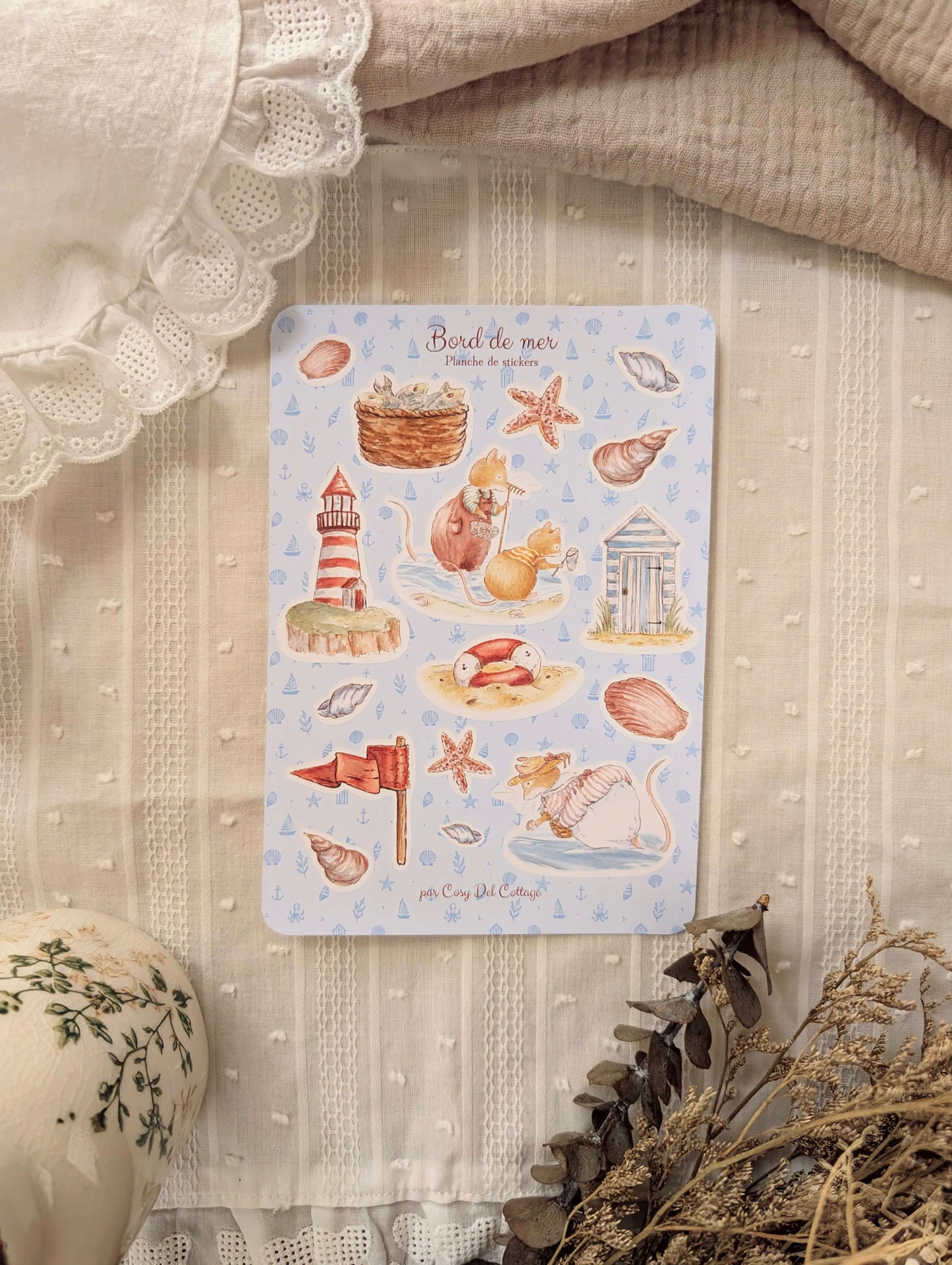 Planche de Stickers Bord de Mer Cosy Del Cottage