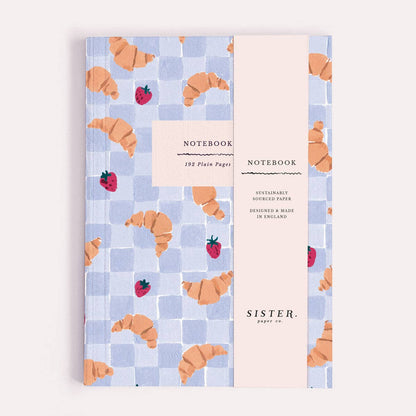 Cahier A5 pages blanches Croissant Café Sister Paper Co.