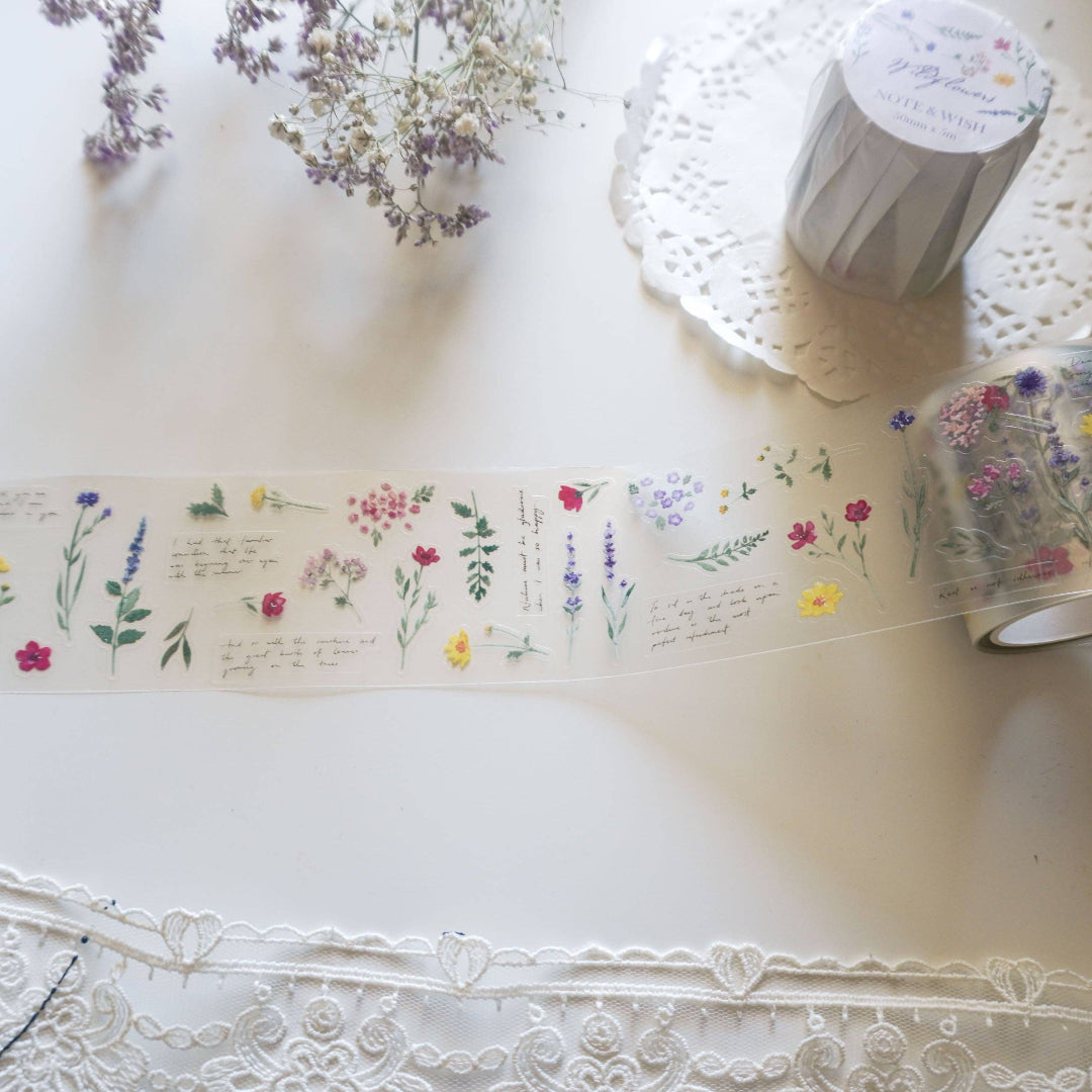 Ruban en PET Fleurs Sauvages prédécoupées Note & Wish