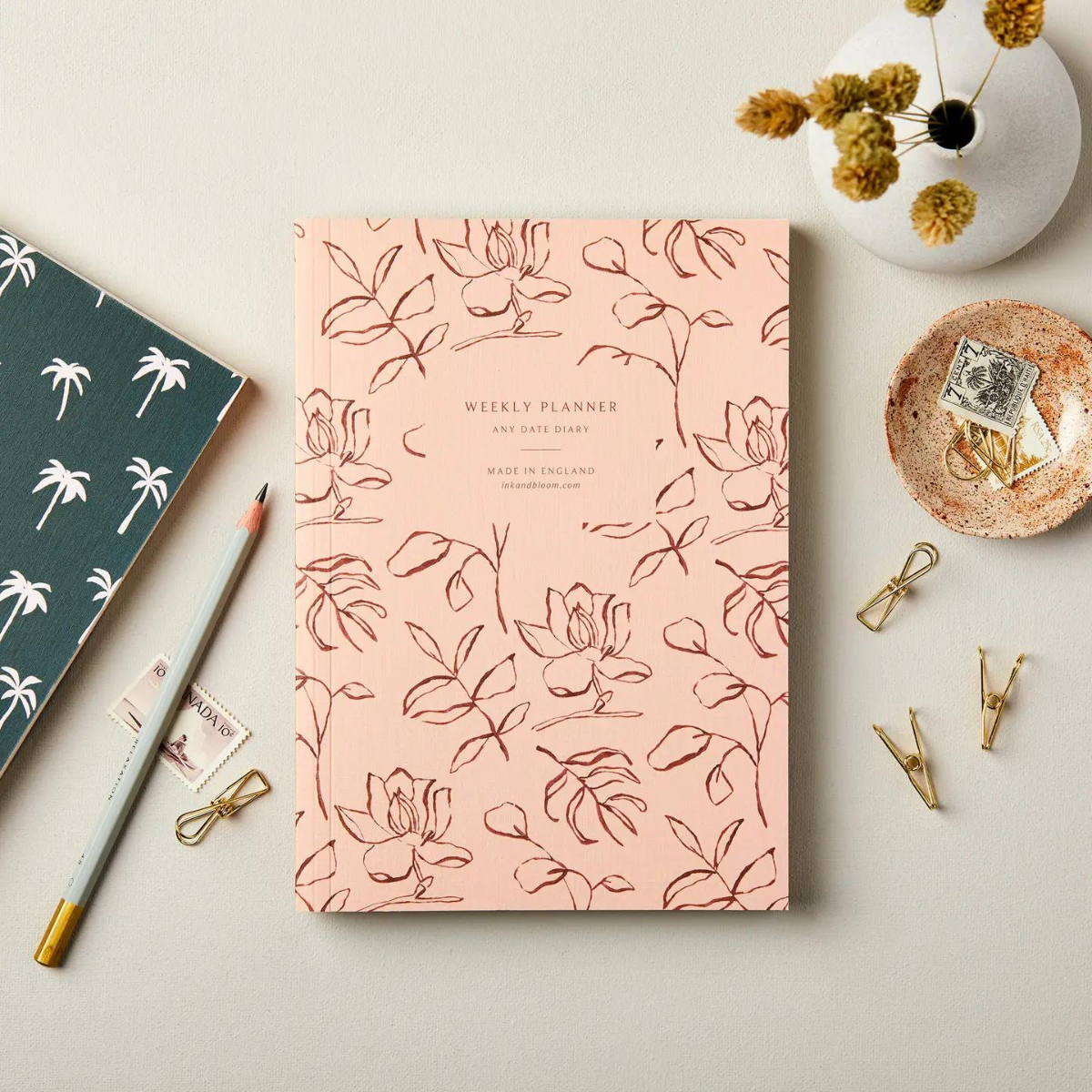 Agenda Hebdomadaire Pink Flora Non Daté