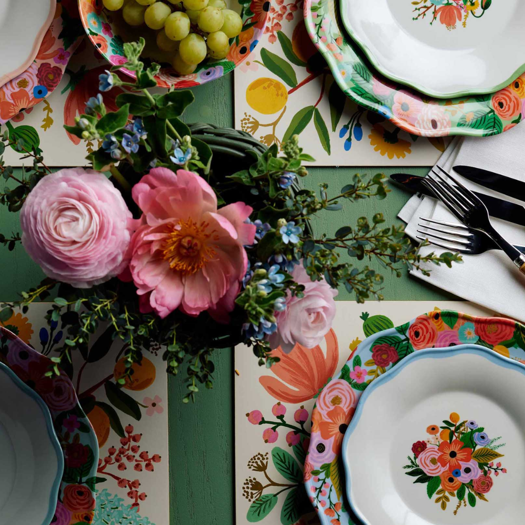 4 Grandes Assiettes en mélamine Jardin fleuri Rifle Paper Co