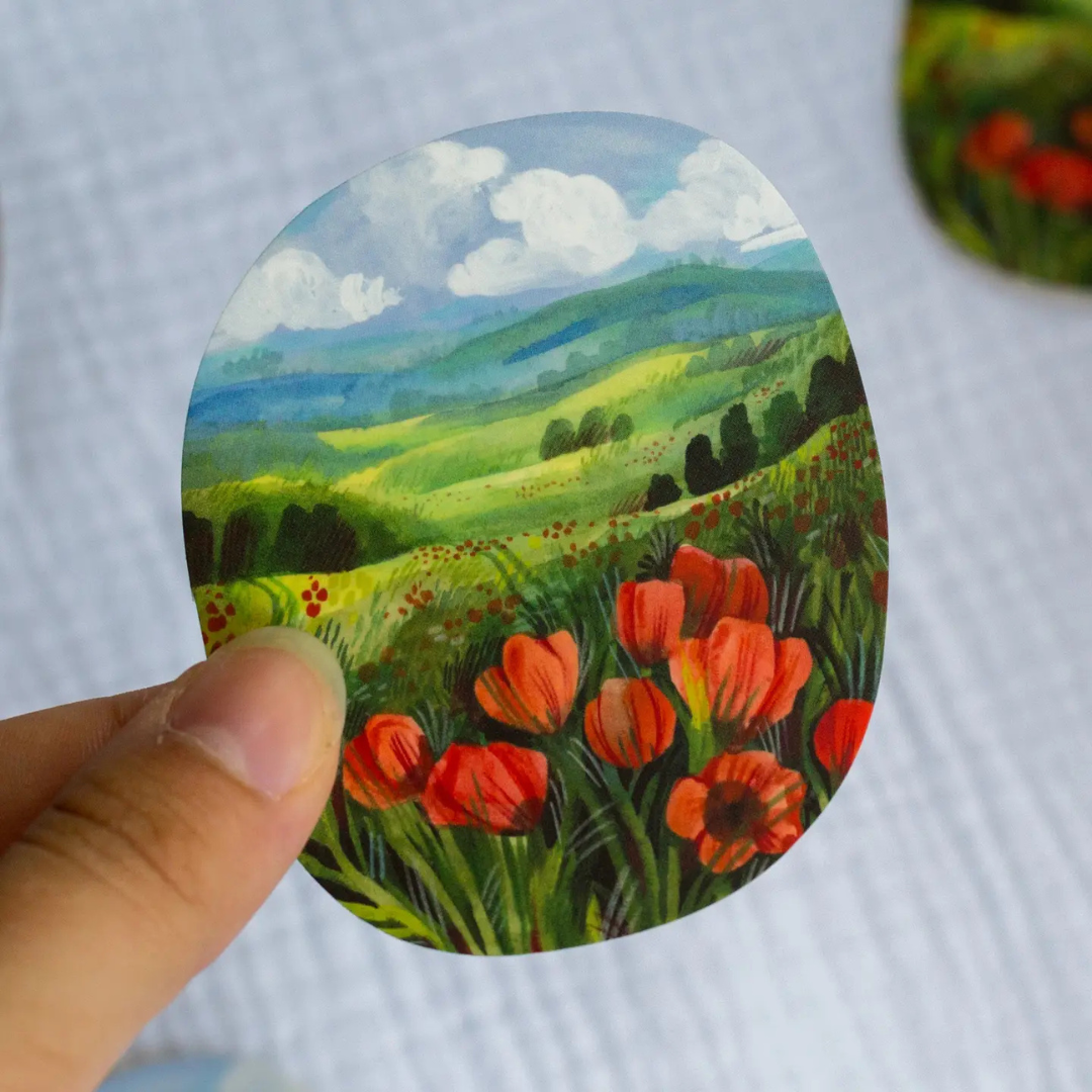 Autocollant Vinyle Prairie de Coquelicots Wild Pencil