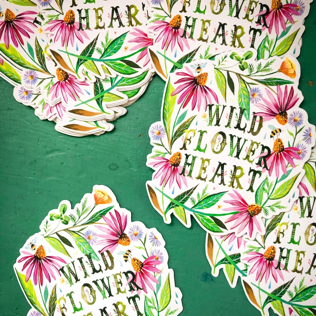 Sticker Mat en Vinyle Wildflower Heart Katie Daisy