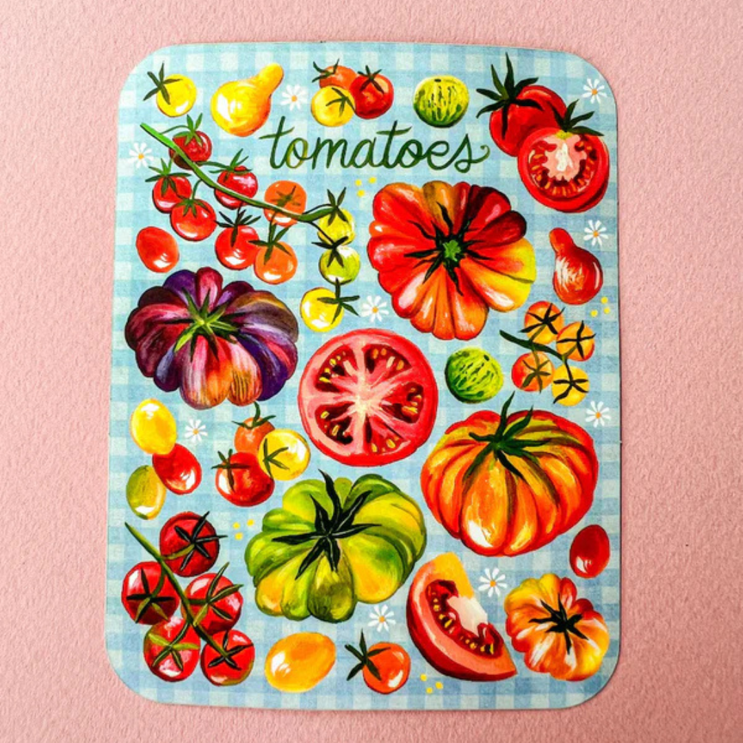 Autocollant mat Tomates illustré par Katie Daisy