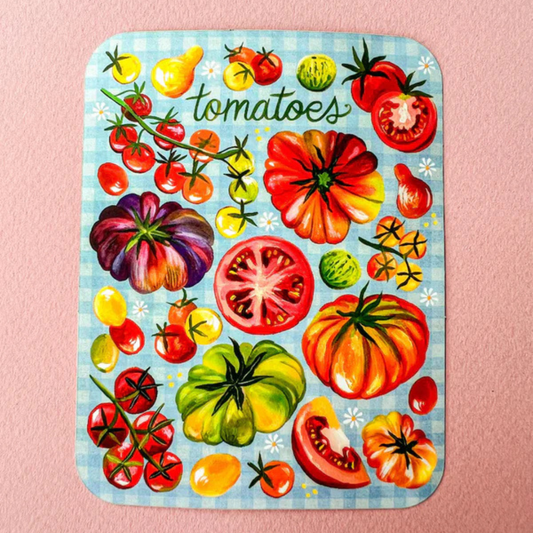 Autocollant mat Tomates illustré par Katie Daisy