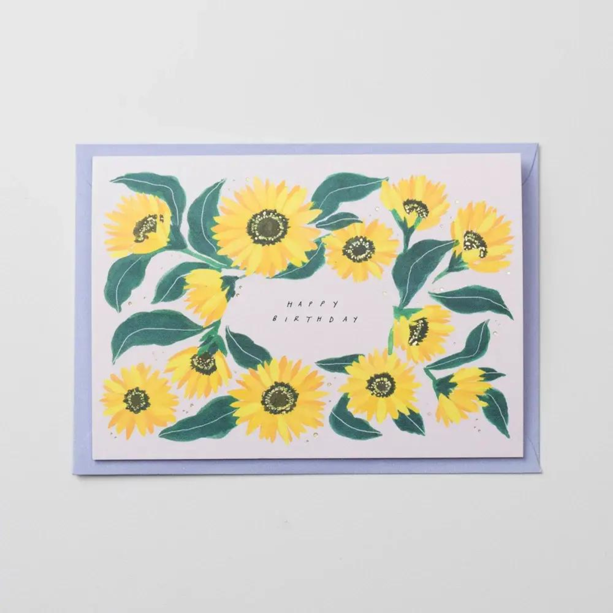 Carte Happy Birthday Tournesols