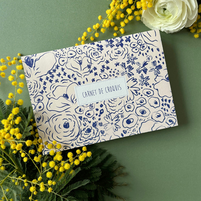 Pascale Éditions – Carnet de Croquis Fleurs Bleues – Pages Blanches