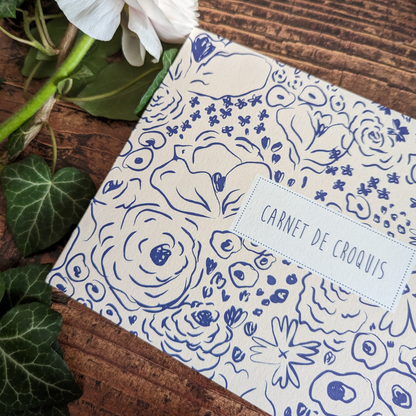 Carnet de Croquis Fleurs Bleues Pascale Éditions