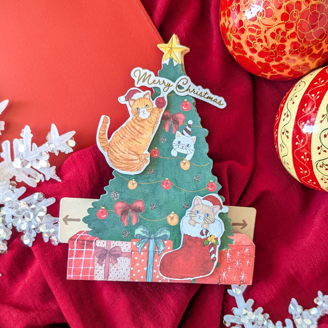 Carte Dépliante Chats dans le Sapin