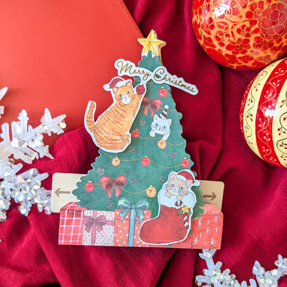 Carte Dépliante Chats dans le Sapin