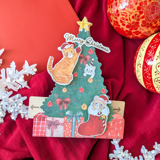 Carte Dépliante Chats dans le Sapin