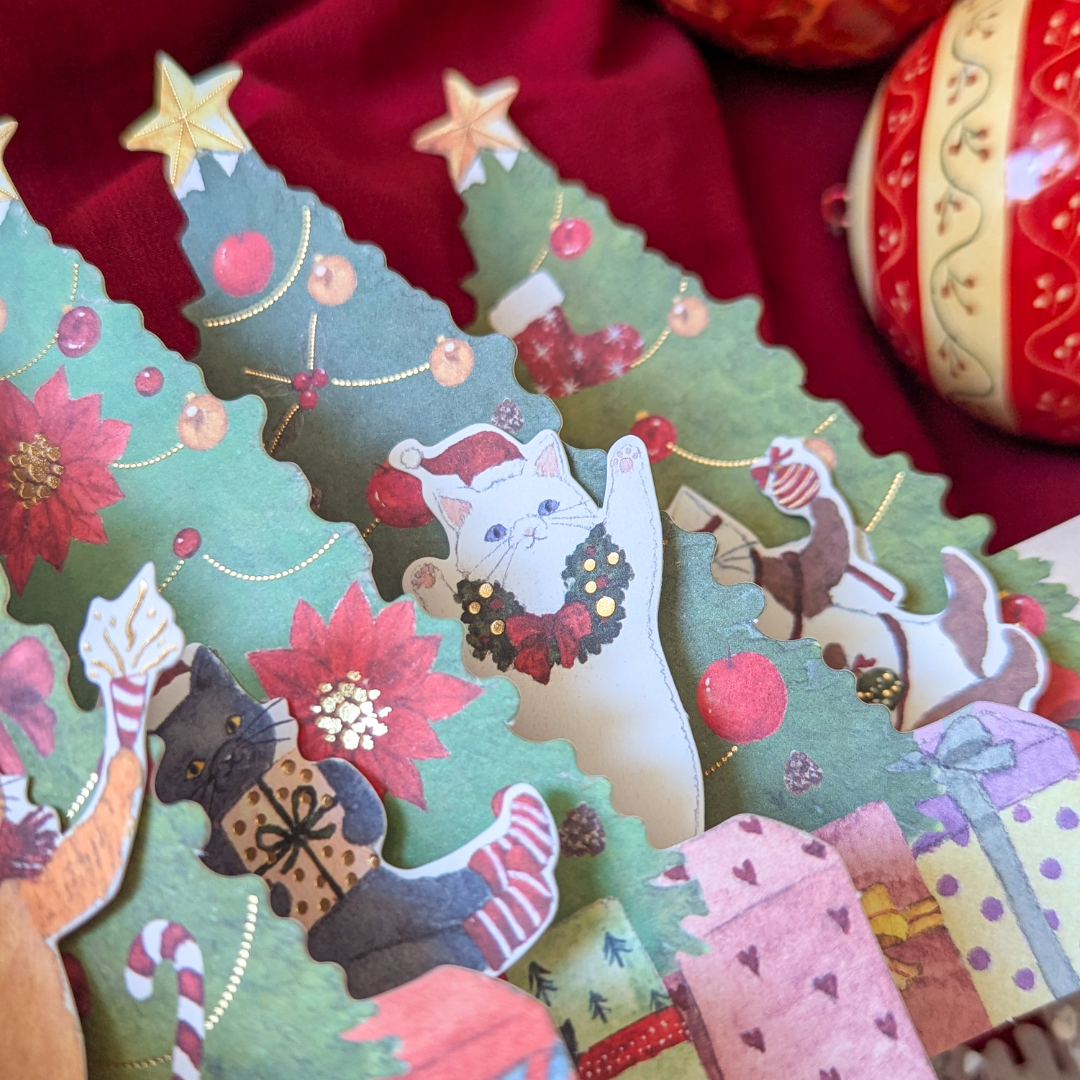 Carte Dépliante Chats dans le Sapin