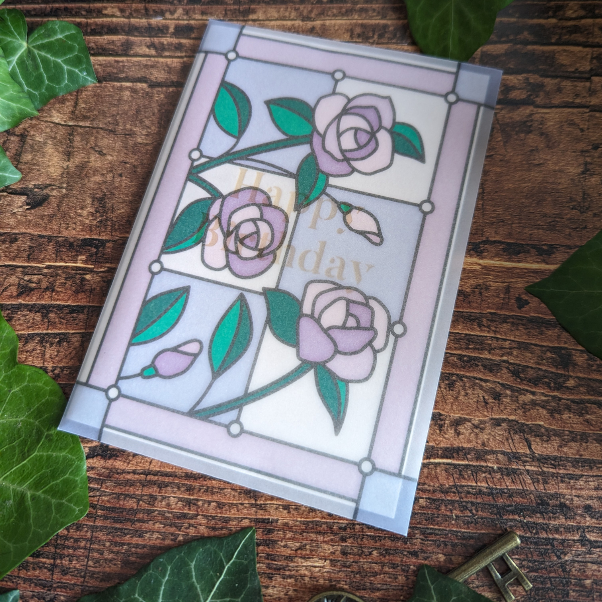 Carte & Enveloppe Vitrail de Roses
