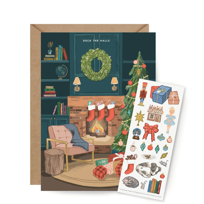 Carte de Noël à Stickers Au coin du Feu - Inklings Paperie