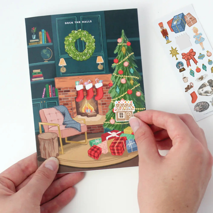 Carte de Noël à Stickers Au coin du Feu - Inklings Paperie