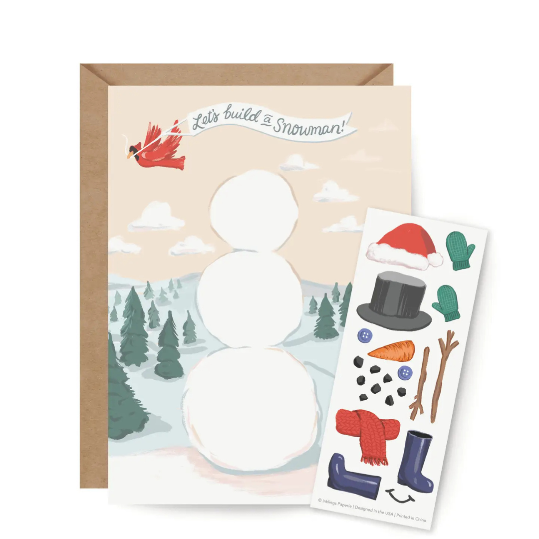 Carte avec Stickers Bonhomme de Neige à Décorer - Inklings Paperie
